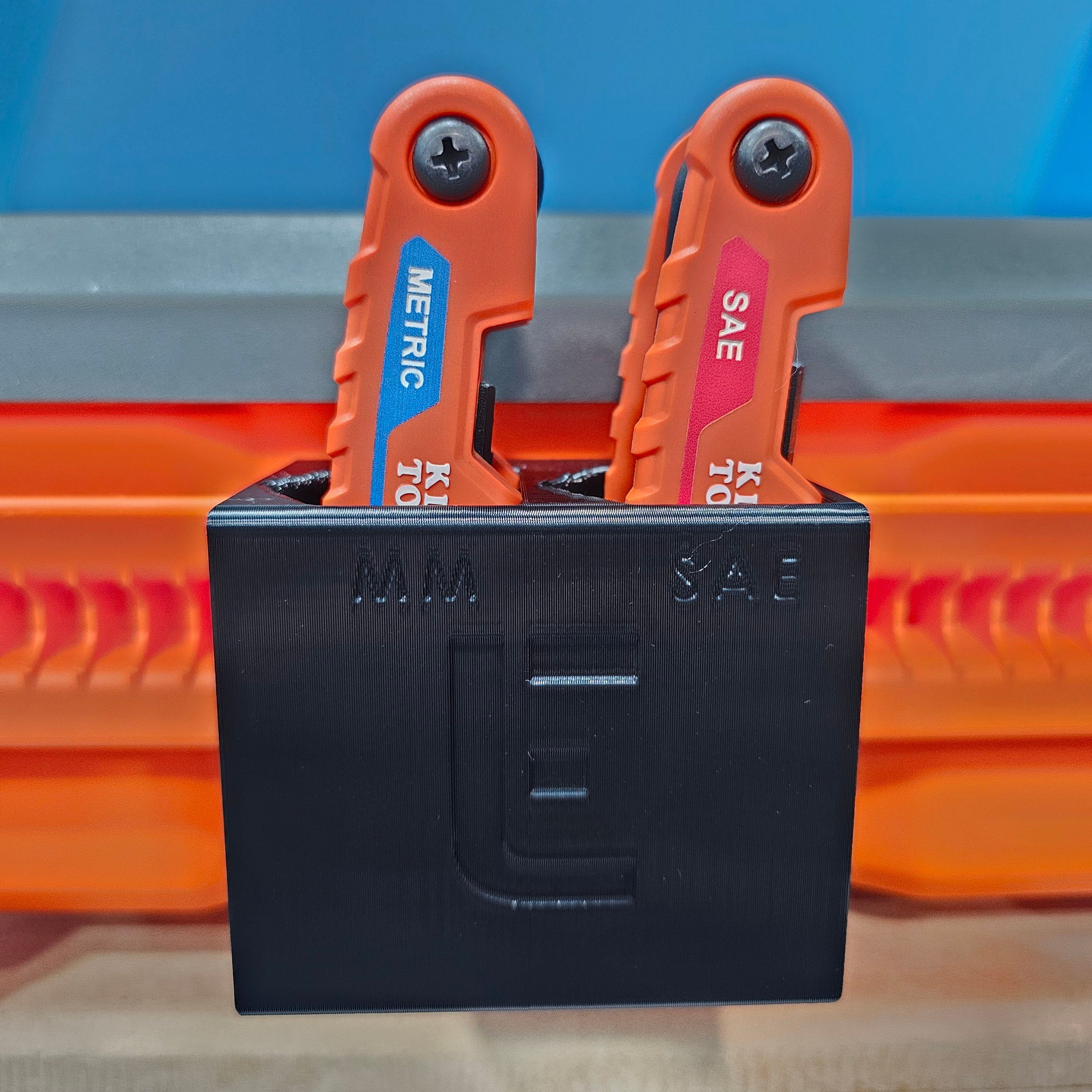 Hex Key Holder for Klein MODBox Rail - 2 Klein 17-Key Sets (Metric & SAE)