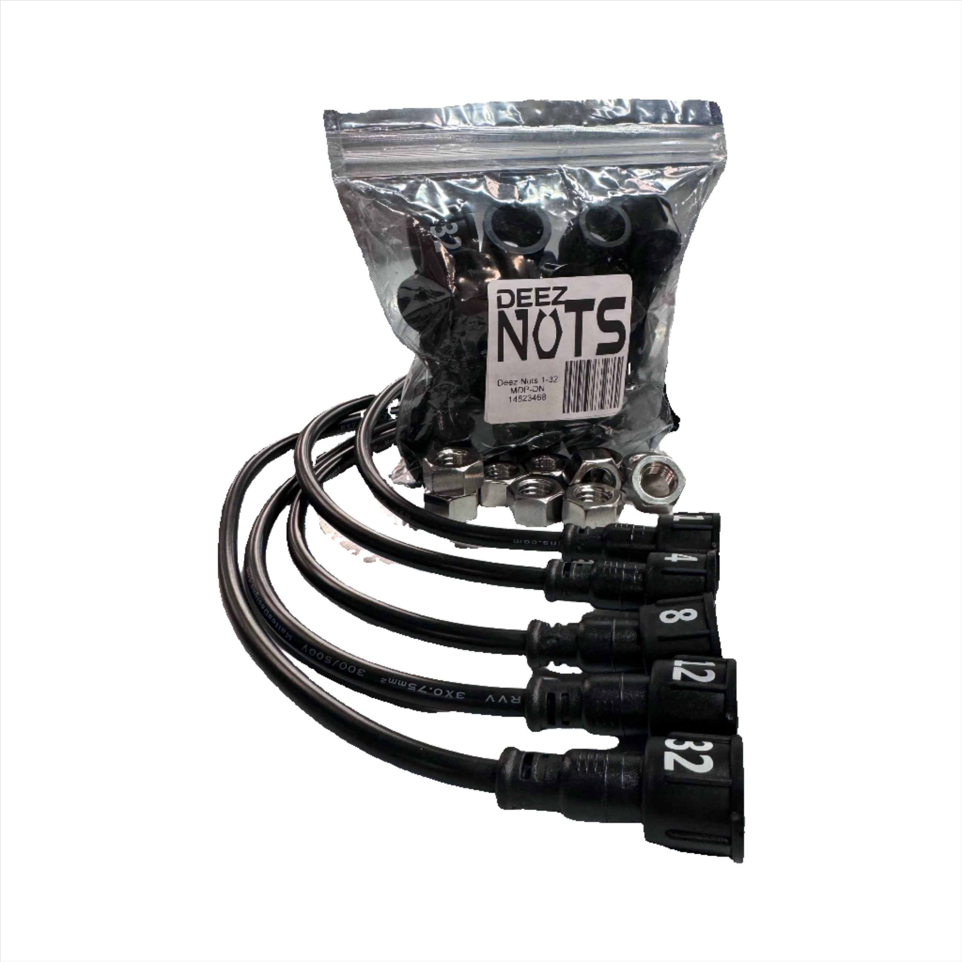 Deez Nuts Numbering Nuts 1-32 – Injection Molded, High Visibility Cable Management for Pigtails