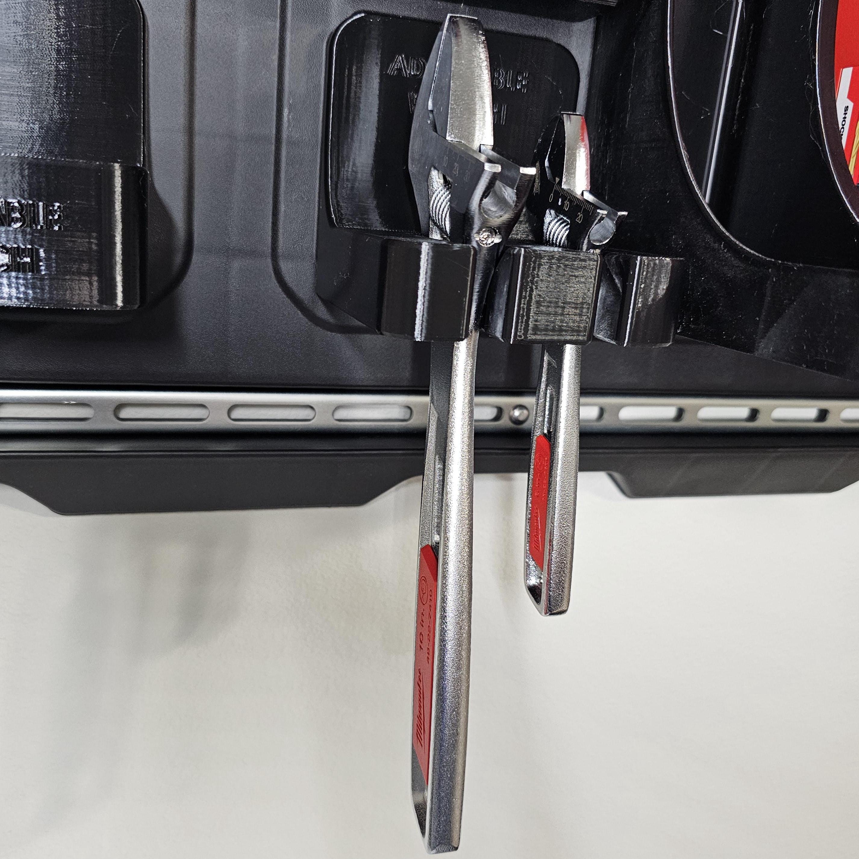 Slide-In Adjustable Wrench Mount for Milwaukee Packout Wall for organized tool storage.